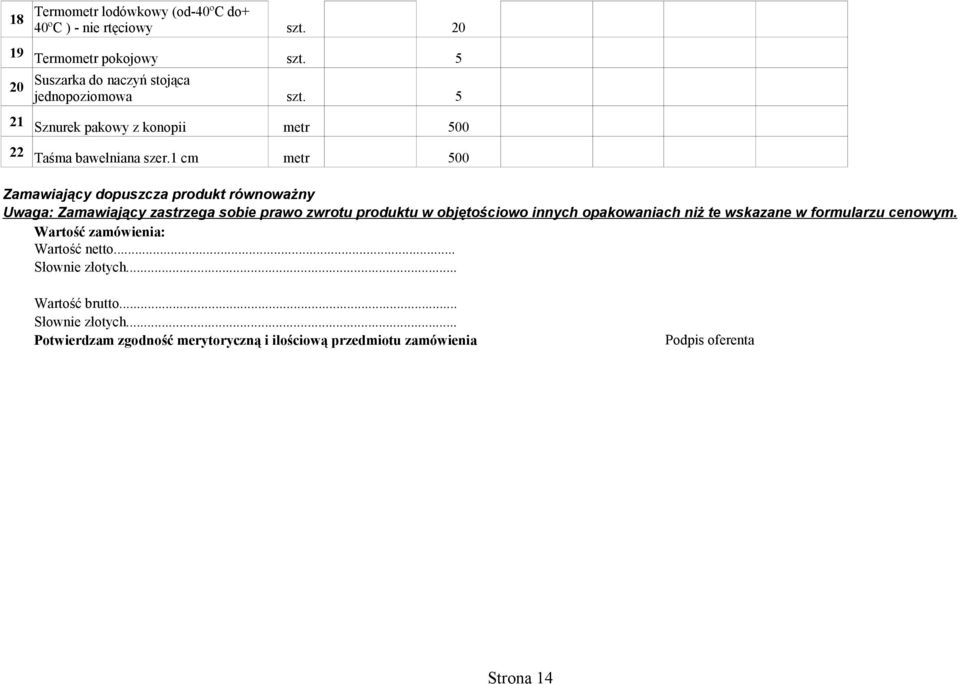 1 cm metr 500 Zamawiający dopuszcza produkt równoważny Uwaga: Zamawiający zastrzega sobie prawo zwrotu produktu w objętościowo innych