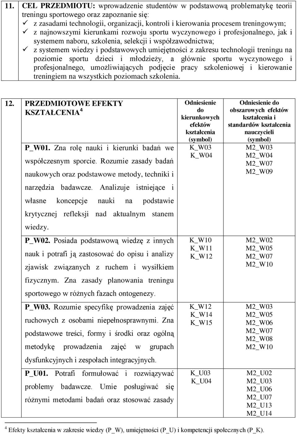 treningu na poziomie sportu dzieci i młodzieży, a głównie sportu wyczynowego i profesjonalnego, umożliwiających podjęcie pracy szkoleniowej i kierowanie treningiem na wszystkich poziomach szkolenia.