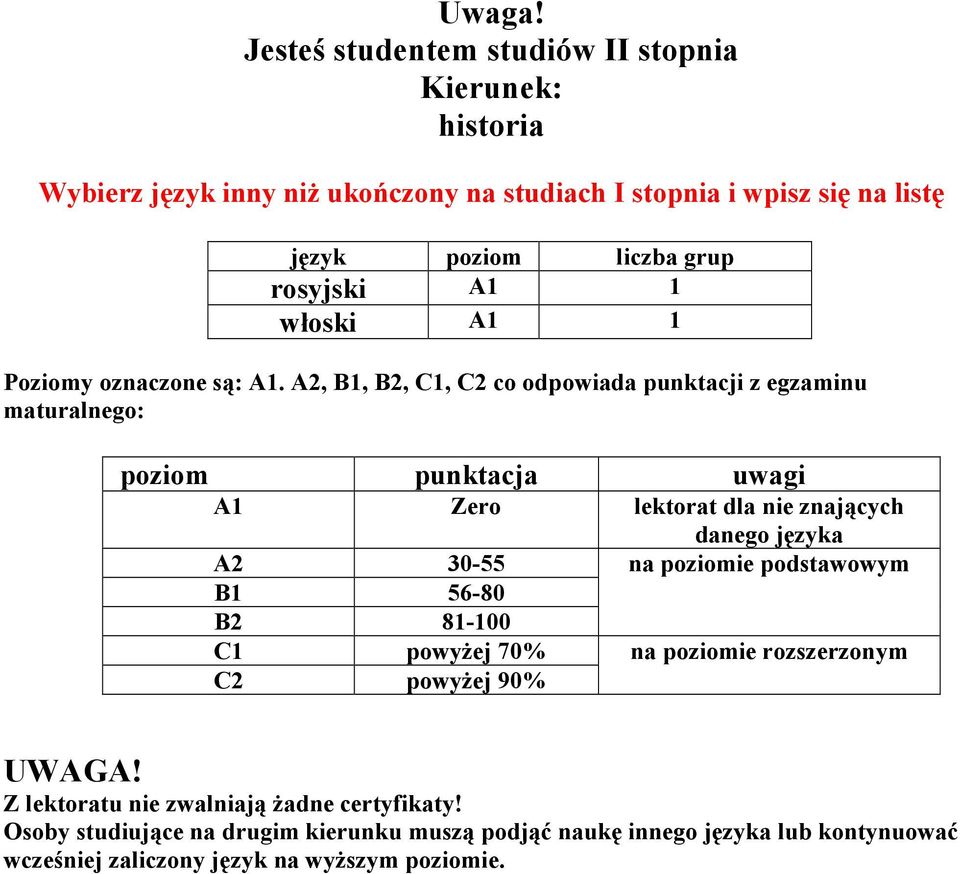 Kierunek: historia Wybierz język inny