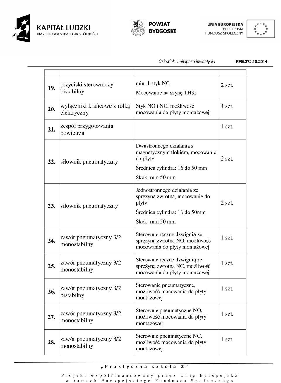 siłownik pneumatyczny Dwustronnego działania z magnetycznym tłokiem, mocowanie do płyty Średnica cylindra: 16 do 50 mm Skok: min 50 mm Jednostronnego działania ze