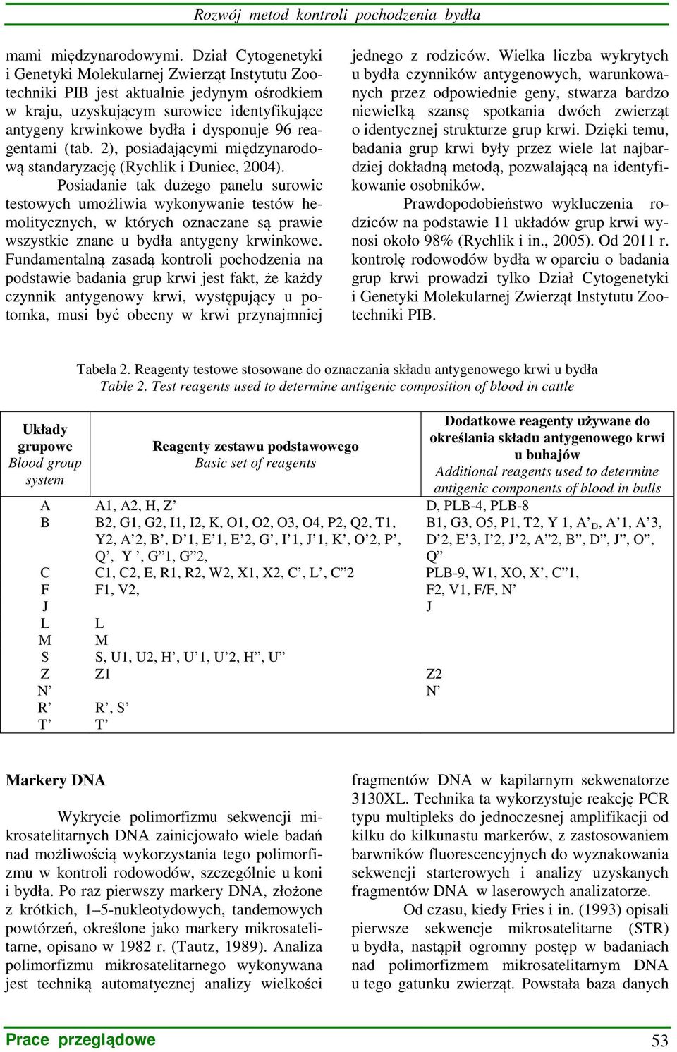 reagentami (tab. 2), posiadającymi międzynarodową standaryzację (Rychlik i Duniec, 2004).