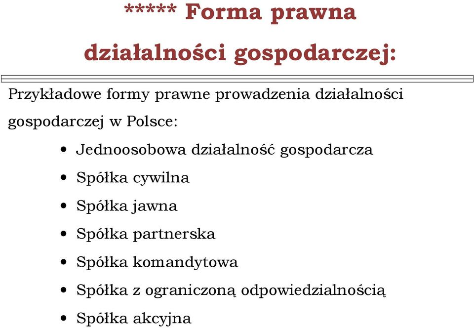 działalność gospodarcza Spółka cywilna Spółka jawna Spółka
