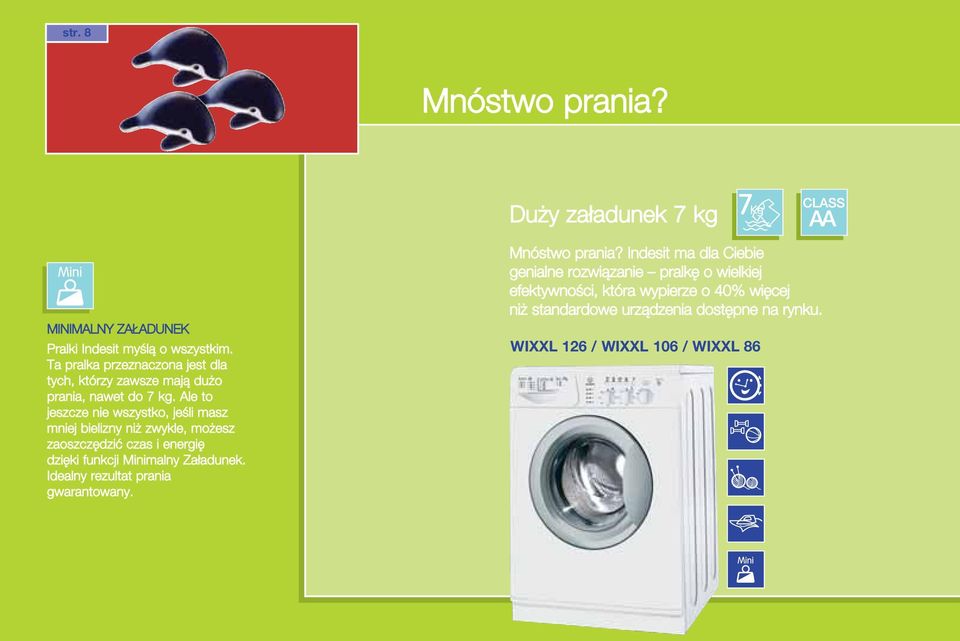 le to jeszcze nie wszystko, jeœli masz mniej bielizny ni zwykle, mo esz zaoszczêdziæ czas i energiê dziêki funkcji Minimalny ZaΔadunek.
