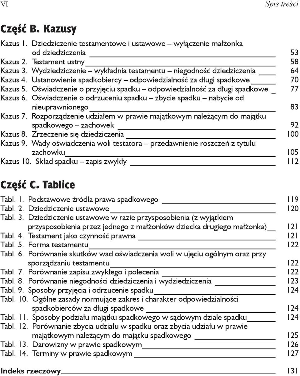 Oświadczenie o przyjęciu spadku odpowiedzialność za długi spadkowe 77 Kazus 6. Oświadczenie o odrzuceniu spadku zbycie spadku nabycie od nieuprawnionego 83 Kazus 7.