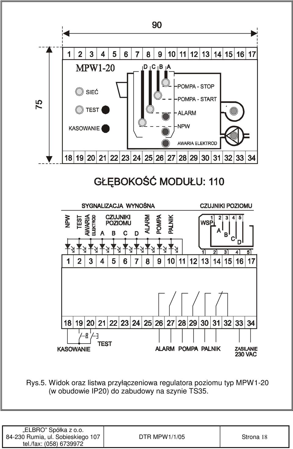 regulatora poziomu typ MPW1-20 (w