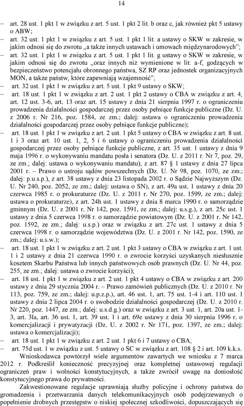 g ustawy o SKW w zakresie, w jakim odnosi się do zwrotu oraz innych niż wymienione w lit.