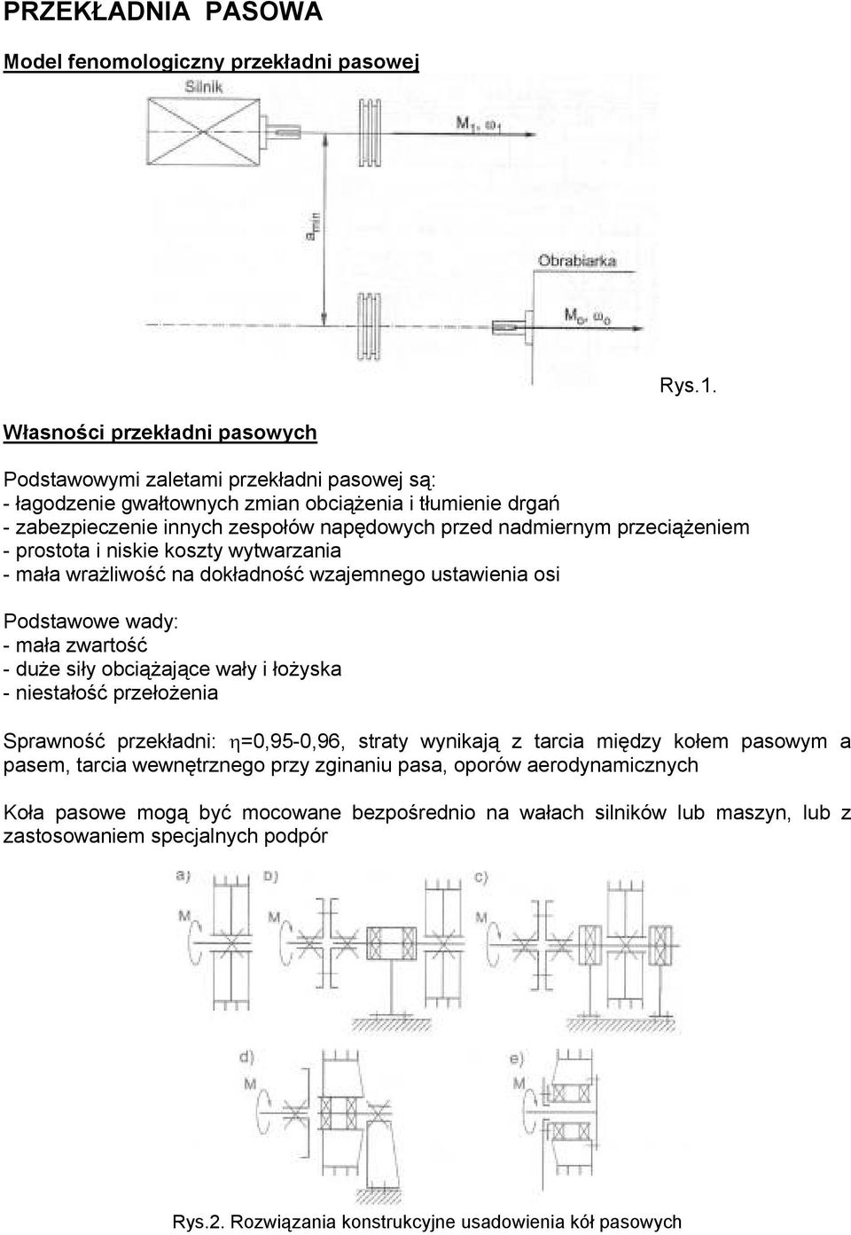 przeciążeniem - prostota i niskie koszty wytwarzania - mała wrażliwość na dokładność wzajemnego ustawienia osi Podstawowe wady: - mała zwartość - duże siły obciążające wały i łożyska - niestałość