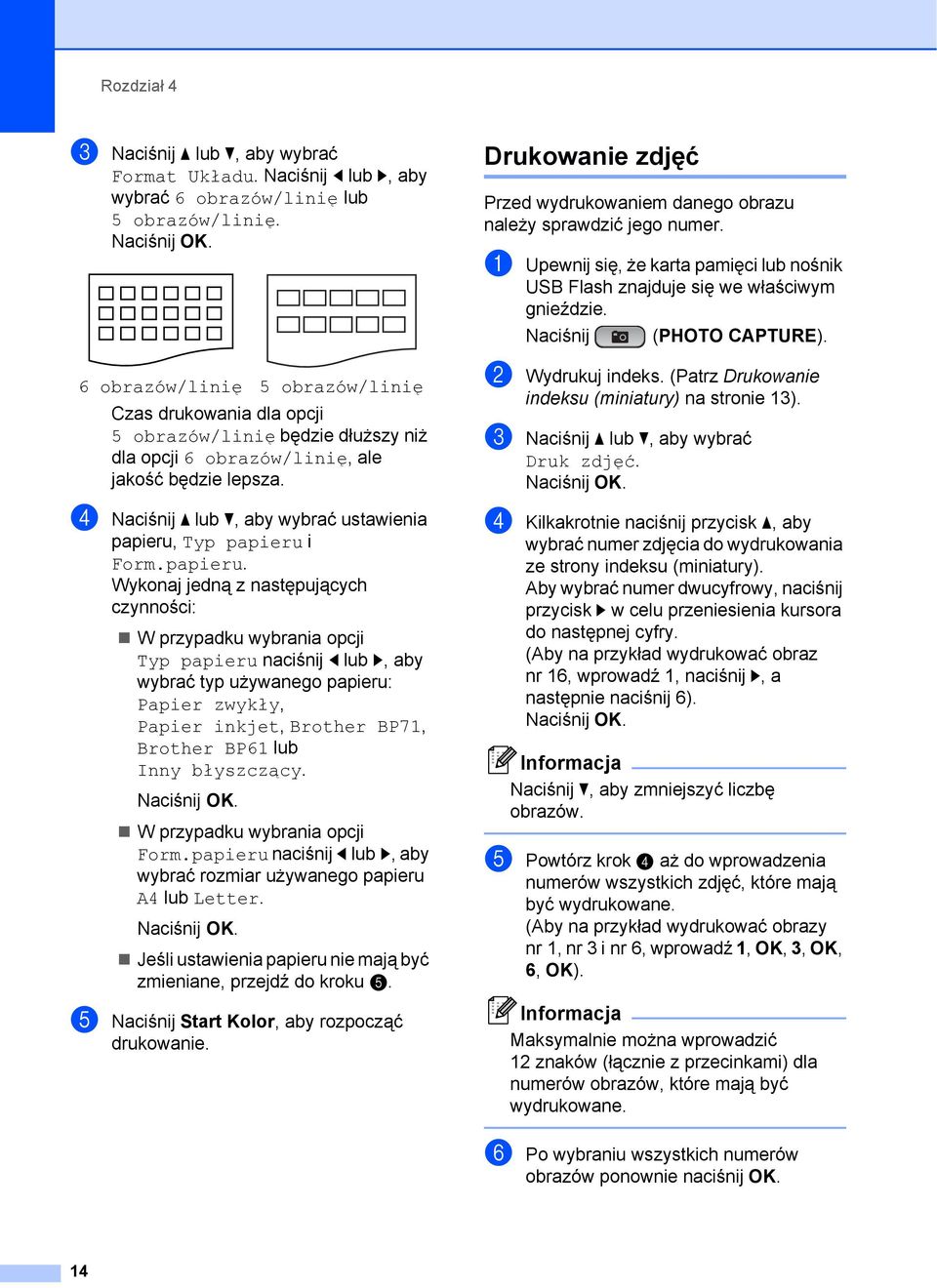 d Naciśnij a lub b, aby wybrać ustawienia papieru,
