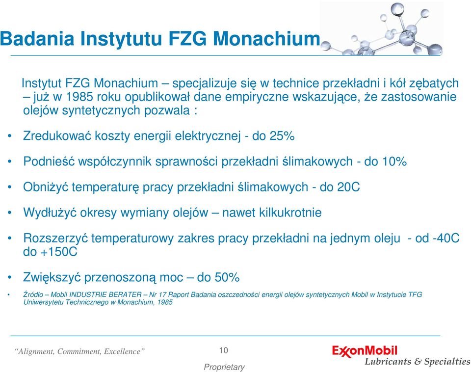 pracy przekładni ślimakowych - do 20C Wydłużyć okresy wymiany olejów nawet kilkukrotnie Rozszerzyć temperaturowy zakres pracy przekładni na jednym oleju - od -40C do +150C