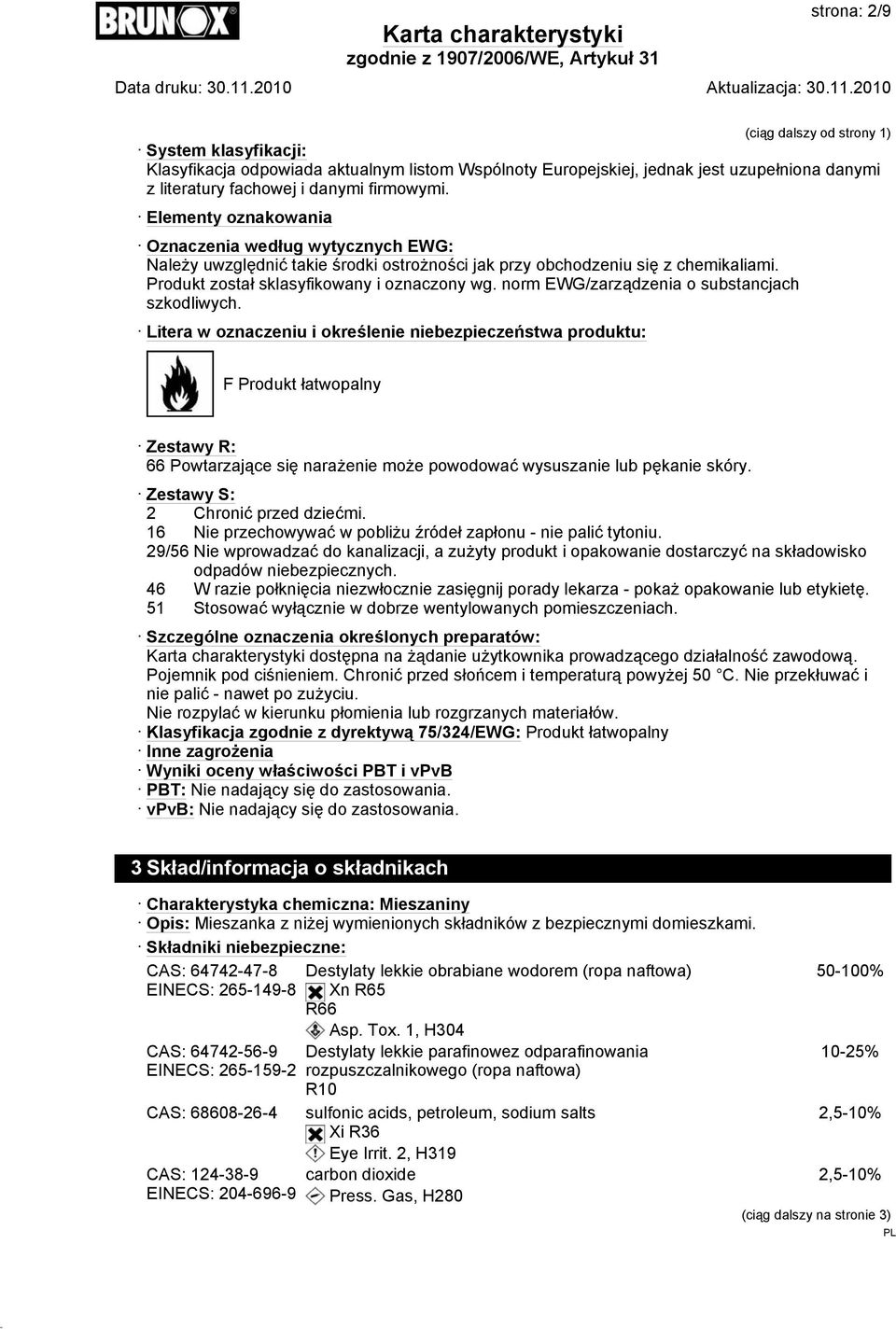 norm EWG/zarządzenia o substancjach szkodliwych.