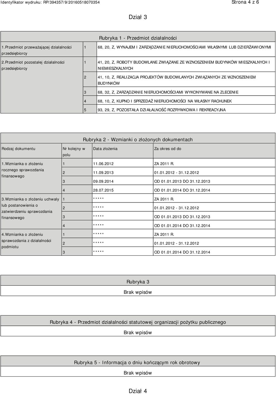 MIESZKALNYCH I NIEMIESZKALNYCH 2 41, 10, Z, REALIZACJA PROJEKTÓW BUDOWLANYCH ZWIĄZANYCH ZE WZNOSZENIEM BUDYNKÓW 3 68, 32, Z, ZARZĄDZANIE NIERUCHOMOŚCIAMI WYKONYWANE NA ZLECENIE 4 68, 10, Z, KUPNO I