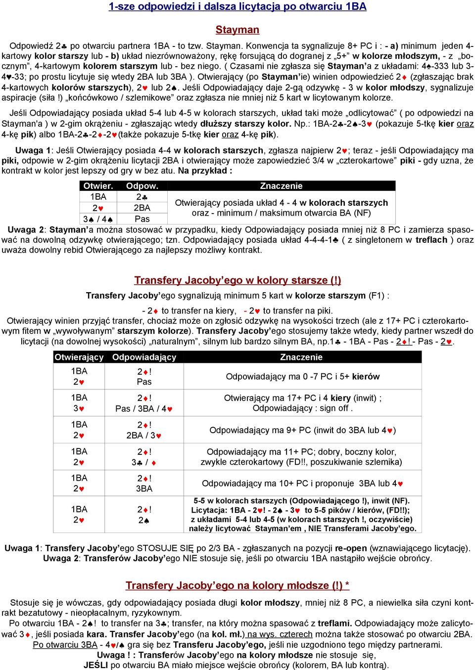 Konwencja ta sygnalizuje 8+ PC i : - a) minimum jeden 4- kartowy kolor starszy lub - b) układ niezrównoważony, rękę forsującą do dogranej z 5+ w kolorze młodszym, - z bocznym, 4-kartowym kolorem