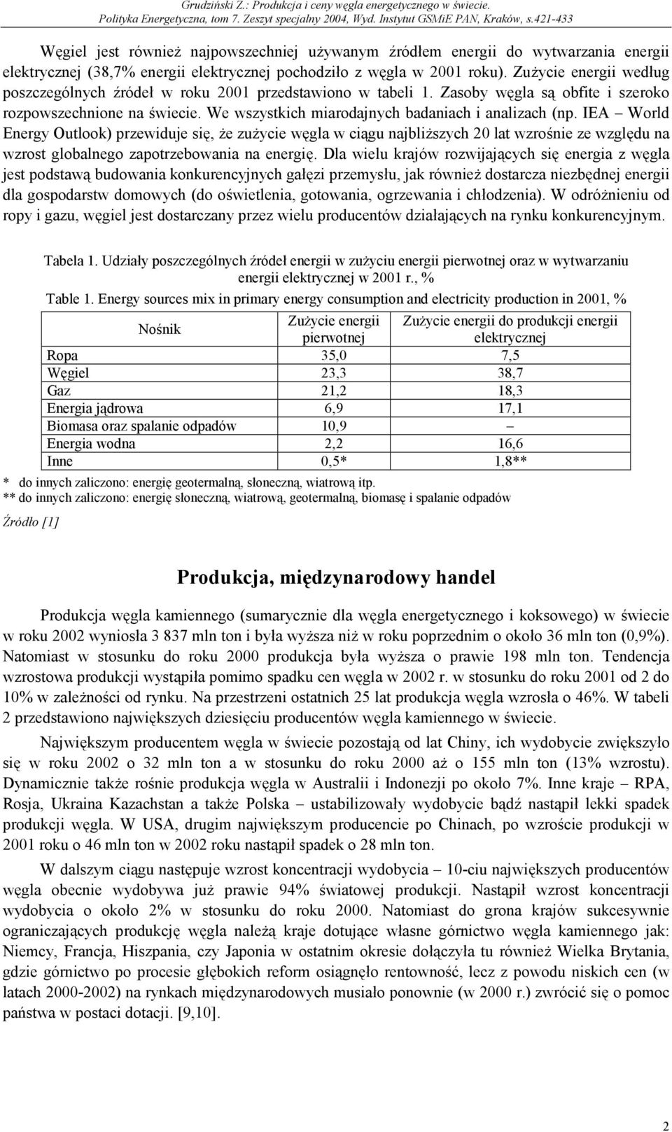 IEA World Energy Outlook) przewiduje się, że zużycie węgla w ciągu najbliższych 20 lat wzrośnie ze względu na wzrost globalnego zapotrzebowania na energię.