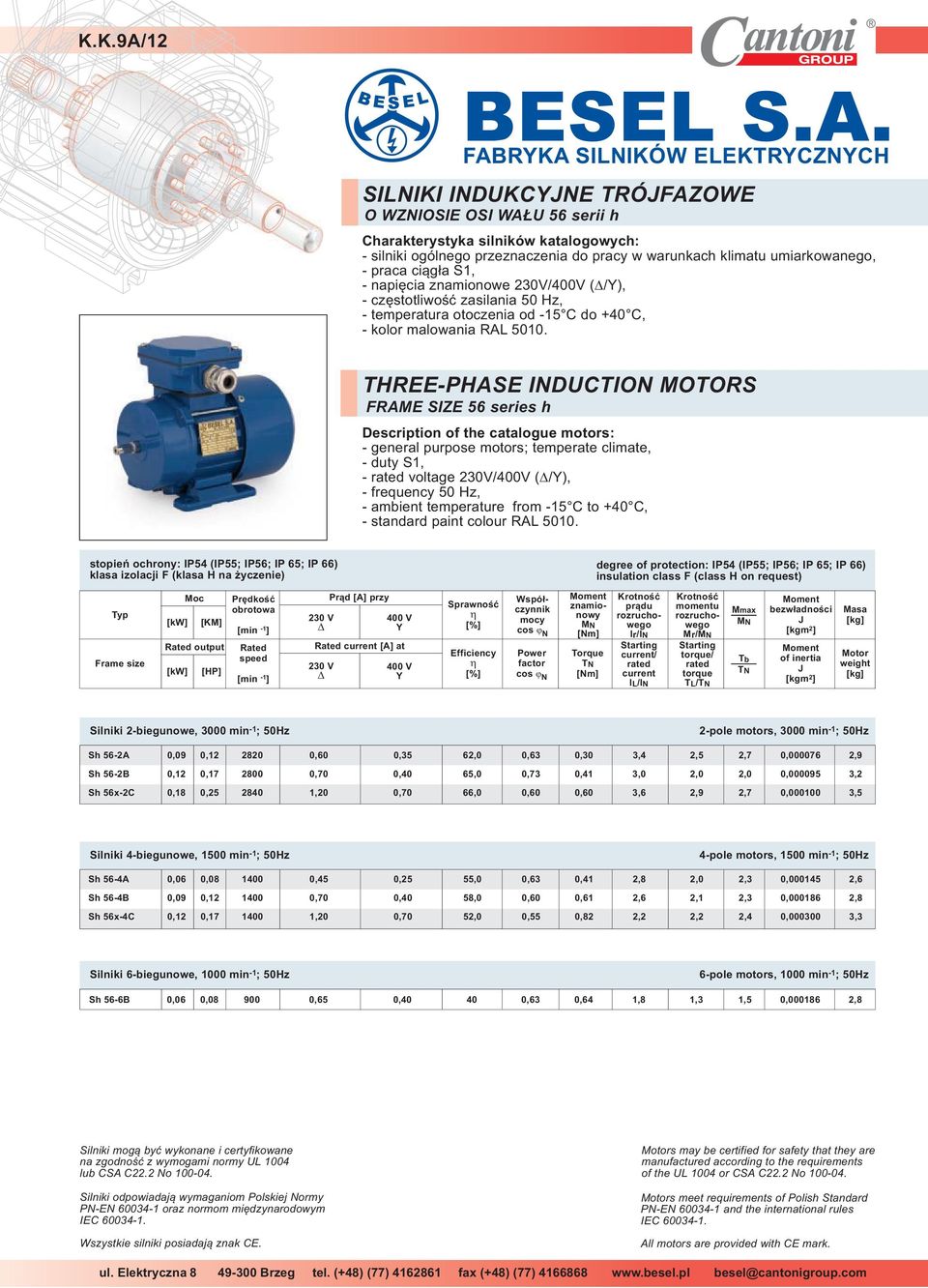- napiêcia znamionowe 20V/400V (/), - czêstotliwoœæ zasilania 50 Hz, - temperatura otoczenia od - C do +40 C, - kolor malowania 5010.
