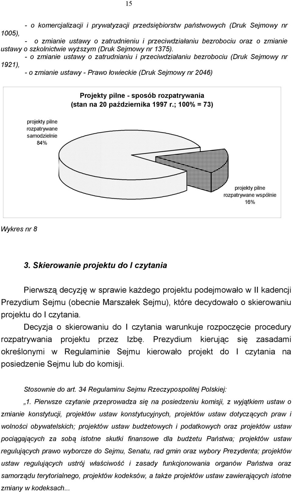 - o zmianie ustawy o zatrudnianiu i przeciwdziałaniu bezrobociu (Druk Sejmowy nr 1921), - o zmianie ustawy - Prawo łowieckie (Druk Sejmowy nr 2046) Projekty pilne - sposób rozpatrywania (stan na 20