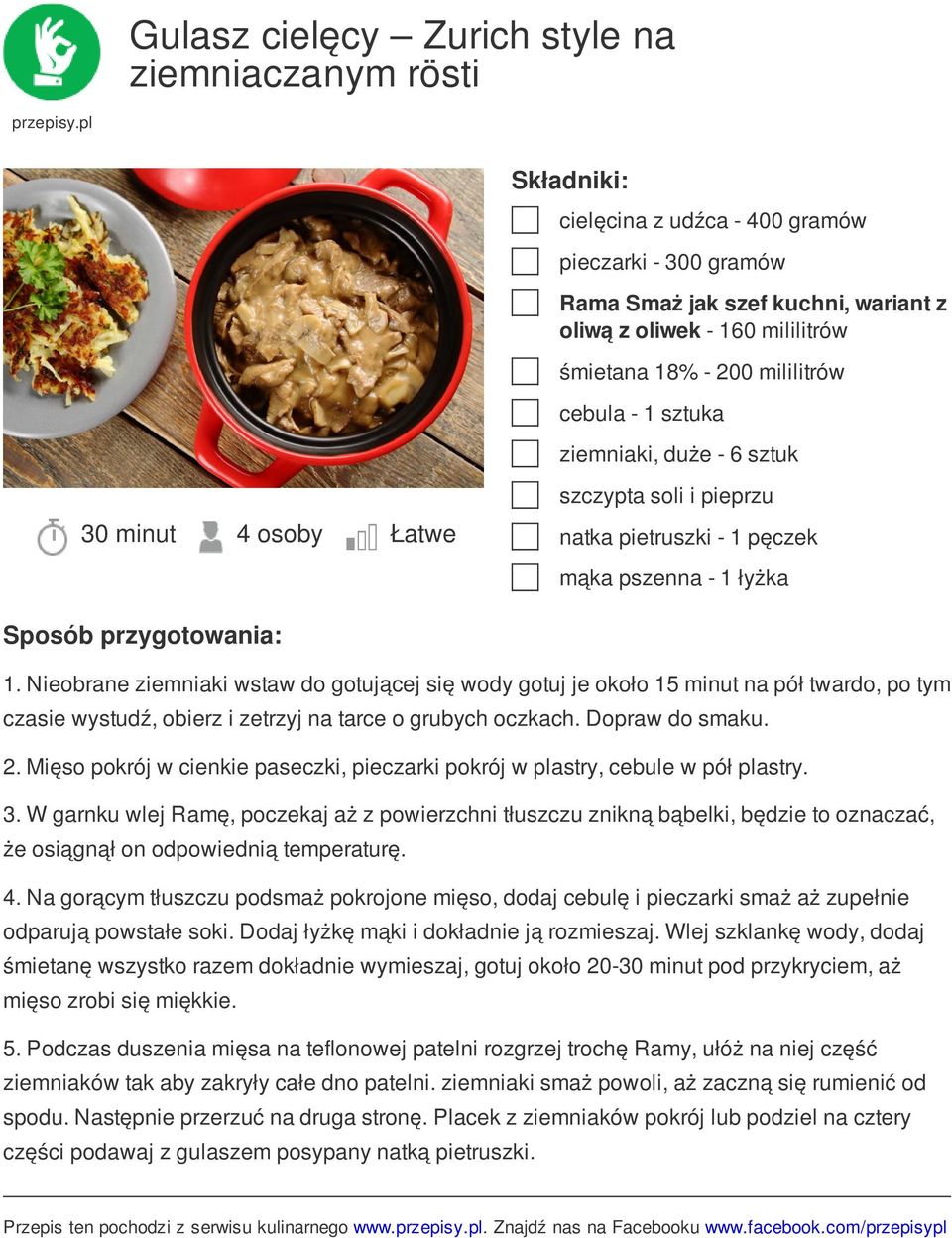Nieobrane ziemniaki wstaw do gotującej się wody gotuj je około 15 minut na pół twardo, po tym czasie wystudź, obierz i zetrzyj na tarce o grubych oczkach. Dopraw do smaku. 2.