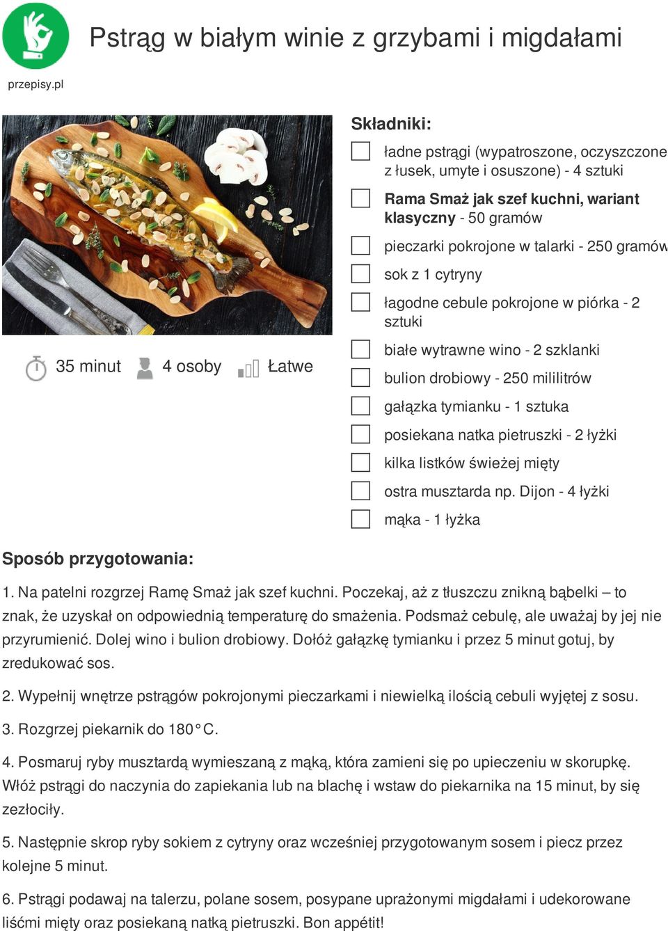 łyżki kilka listków świeżej mięty ostra musztarda np. Dijon - 4 łyżki mąka - 1 łyżka 1. Na patelni rozgrzej Ramę Smaż jak szef kuchni.
