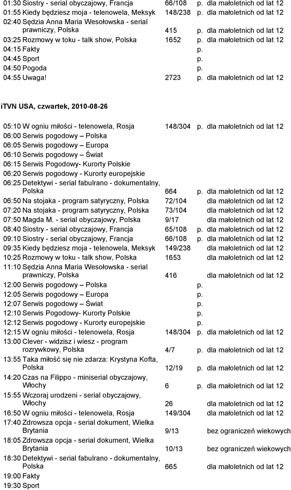 06:50 Na stojaka - program satyryczny, Polska 72/104 07:20 Na stojaka - program satyryczny, Polska 73/104 07:50 Magda M.