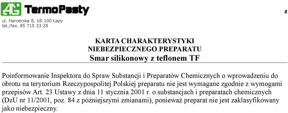 Art. 23 Ustawy z dnia 11 stycznia 2001 r.
