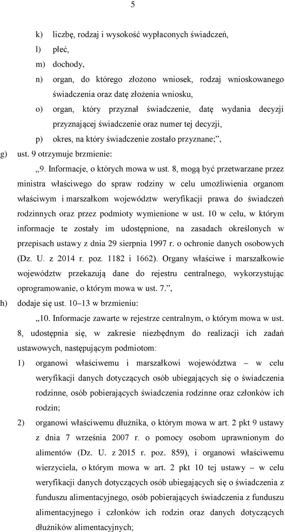 Informacje, o których mowa w ust.