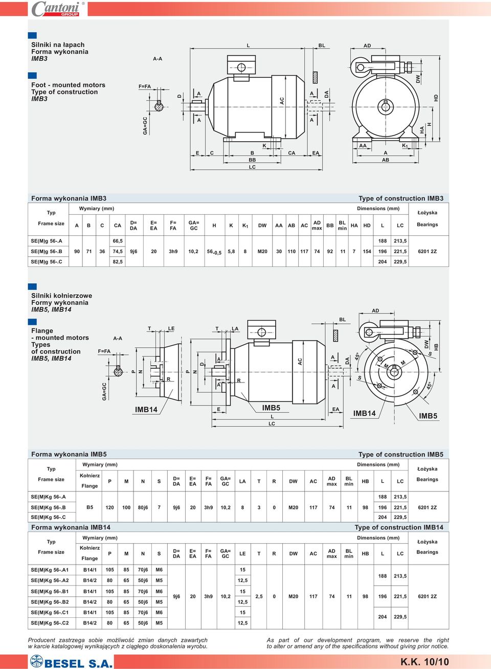 C 8 204 229,5 ilniki ko³nierzowe Formy wykonania, IB mounted motors es of construction, IB F C G= IB IB Forma wykonania ()Kg 56. = G= C F max e of construction 188 21 ()Kg 56.