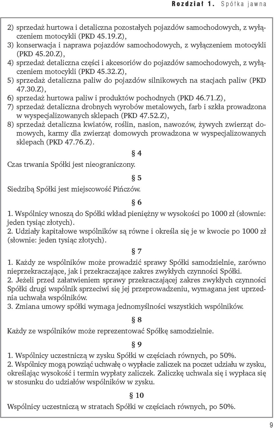 Z), 5) sprzedaż detaliczna paliw do pojazdów silnikowych na stacjach paliw (PKD 47.30.Z), 6) sprzedaż hurtowa paliw i produktów pochodnych (PKD 46.71.