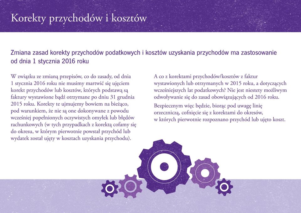 Korekty te ujmujemy bowiem na bieżąco, pod warunkiem, że nie są one dokonywane z powodu wcześniej popełnionych oczywistych omyłek lub błędów rachunkowych (w tych przypadkach z korektą cofamy się do