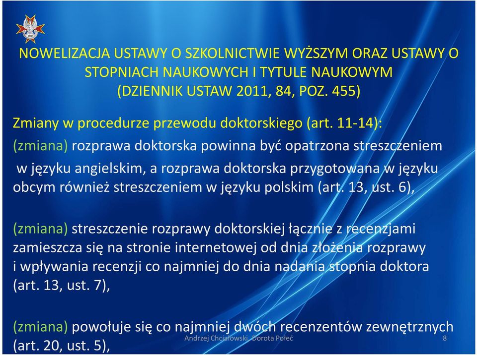 streszczeniem w języku polskim (art. 13, ust.