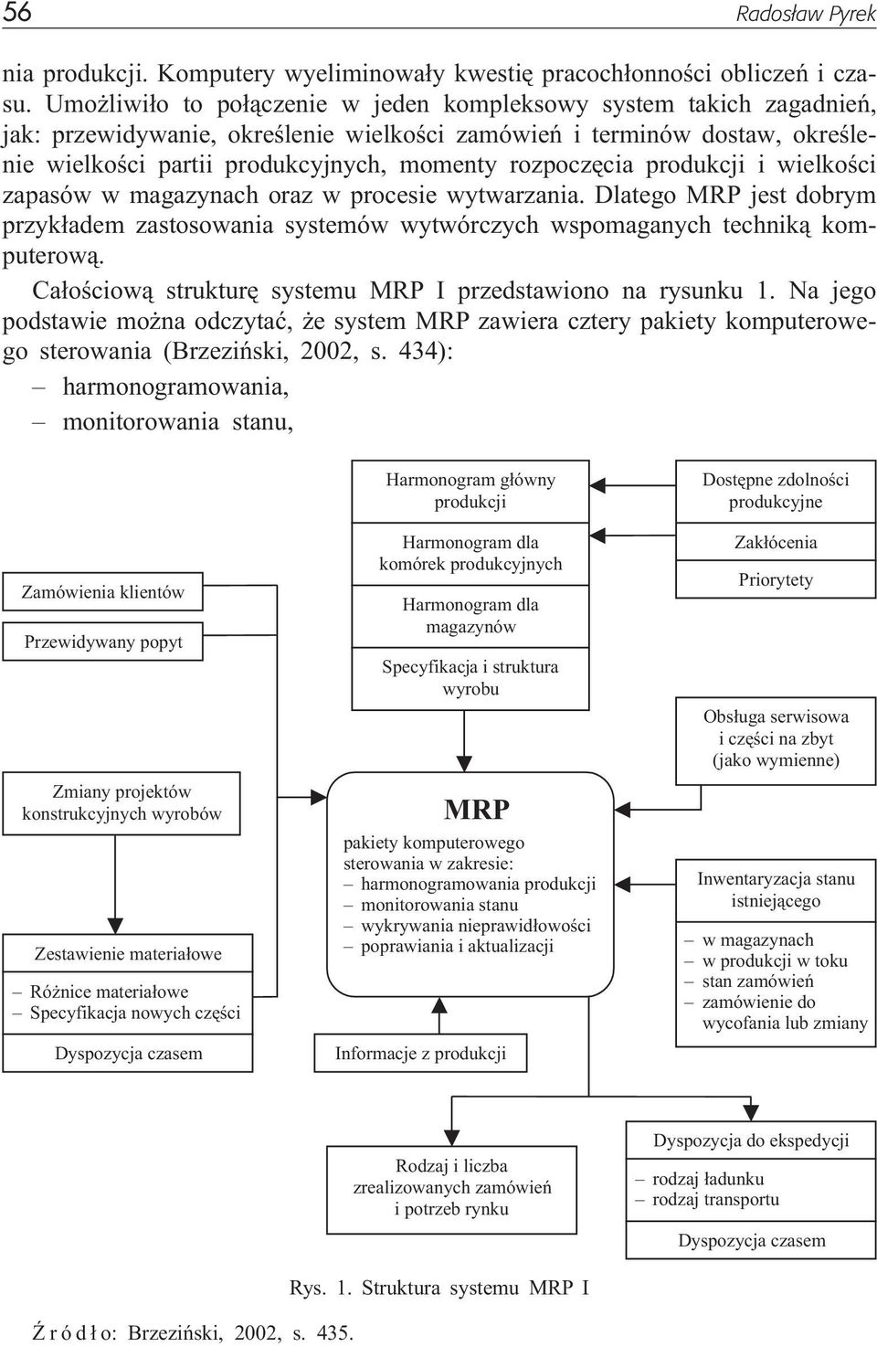 rozpoczêcia produkcji i wielkoœci zapasów w magazynach oraz w procesie wytwarzania. Dlatego MRP jest dobrym przyk³adem zastosowania systemów wytwórczych wspomaganych technik¹ komputerow¹.