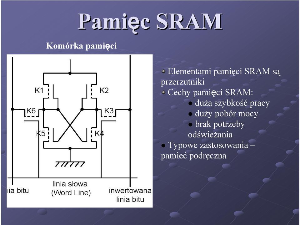 szybkość pracy duży pobór mocy brak potrzeby