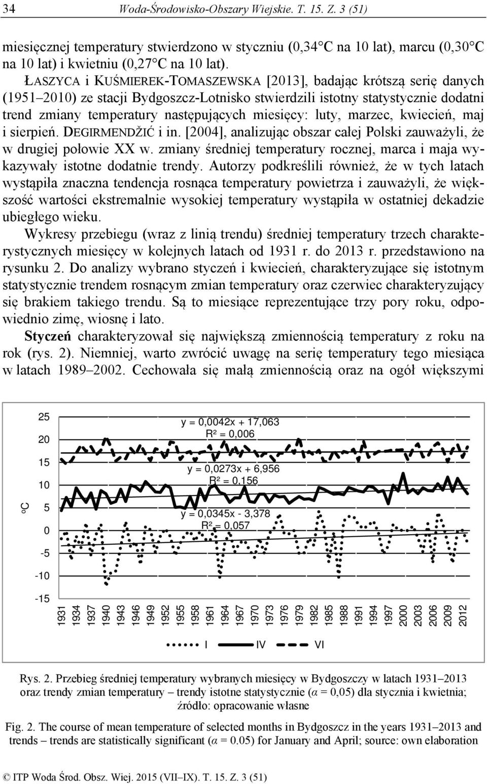 miesięcy: luty, marzec, kwiecień, maj i sierpień. DEGIRMENDŽIĆ i in. [2004], analizując obszar całej Polski zauważyli, że w drugiej połowie XX w.
