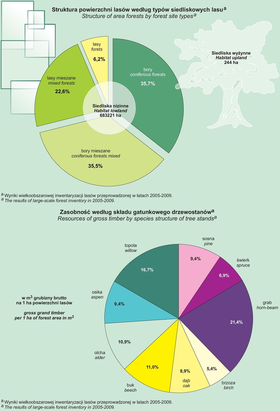 latach 2005-2009. a The results of large-scale forest inventory in 2005-2009.