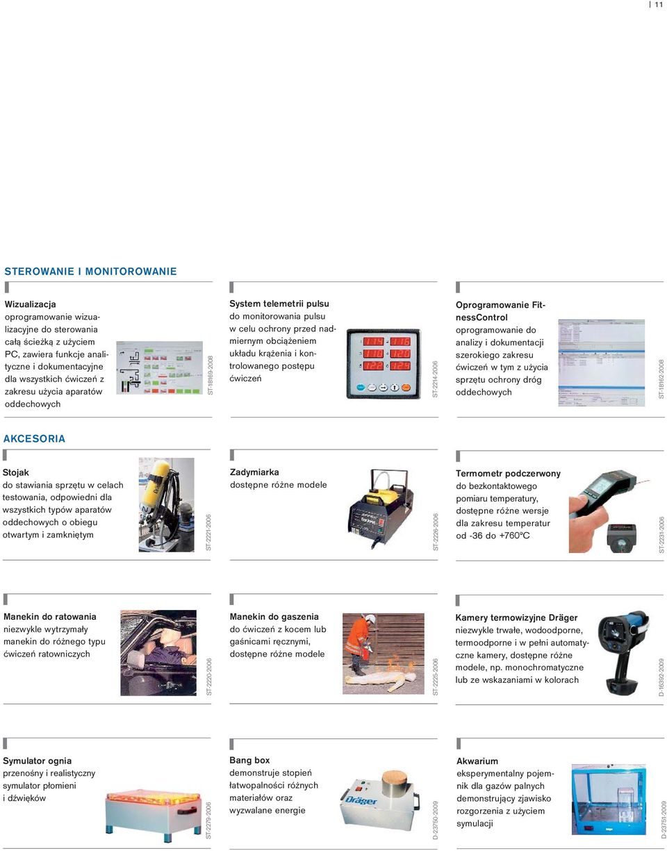 Oprogramowanie FitnessControl oprogramowanie do analizy i dokumentacji szerokiego zakresu ćwiczeń w tym z użycia sprzętu ochrony dróg oddechowych ST-18162-2008 AKCESORIA Stojak do stawiania sprzętu w