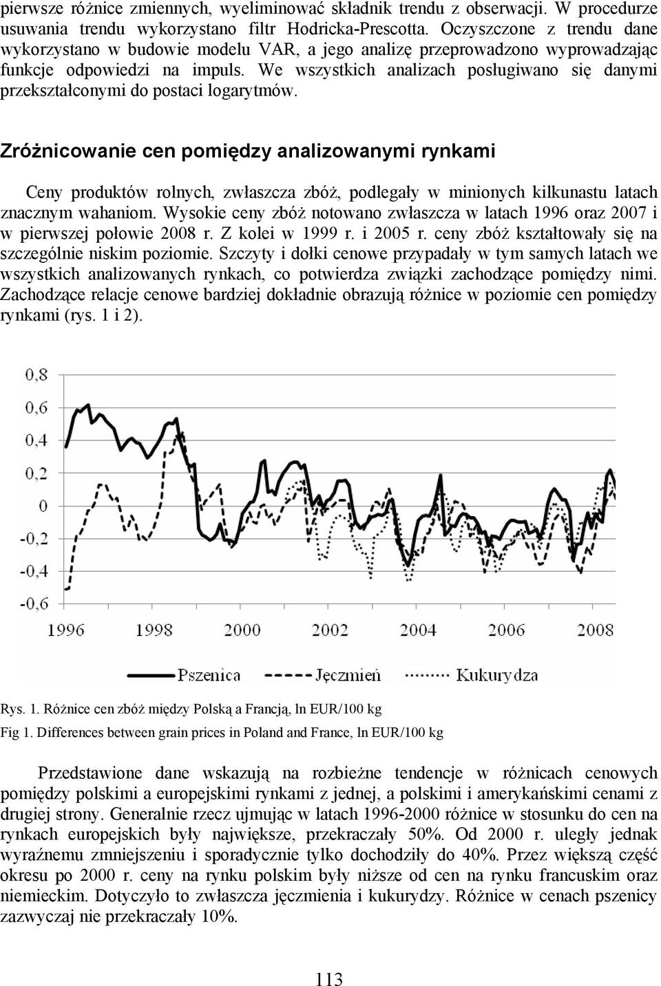 We wszystkich analizach posługiwano się danymi przekształconymi do postaci logarytmów.