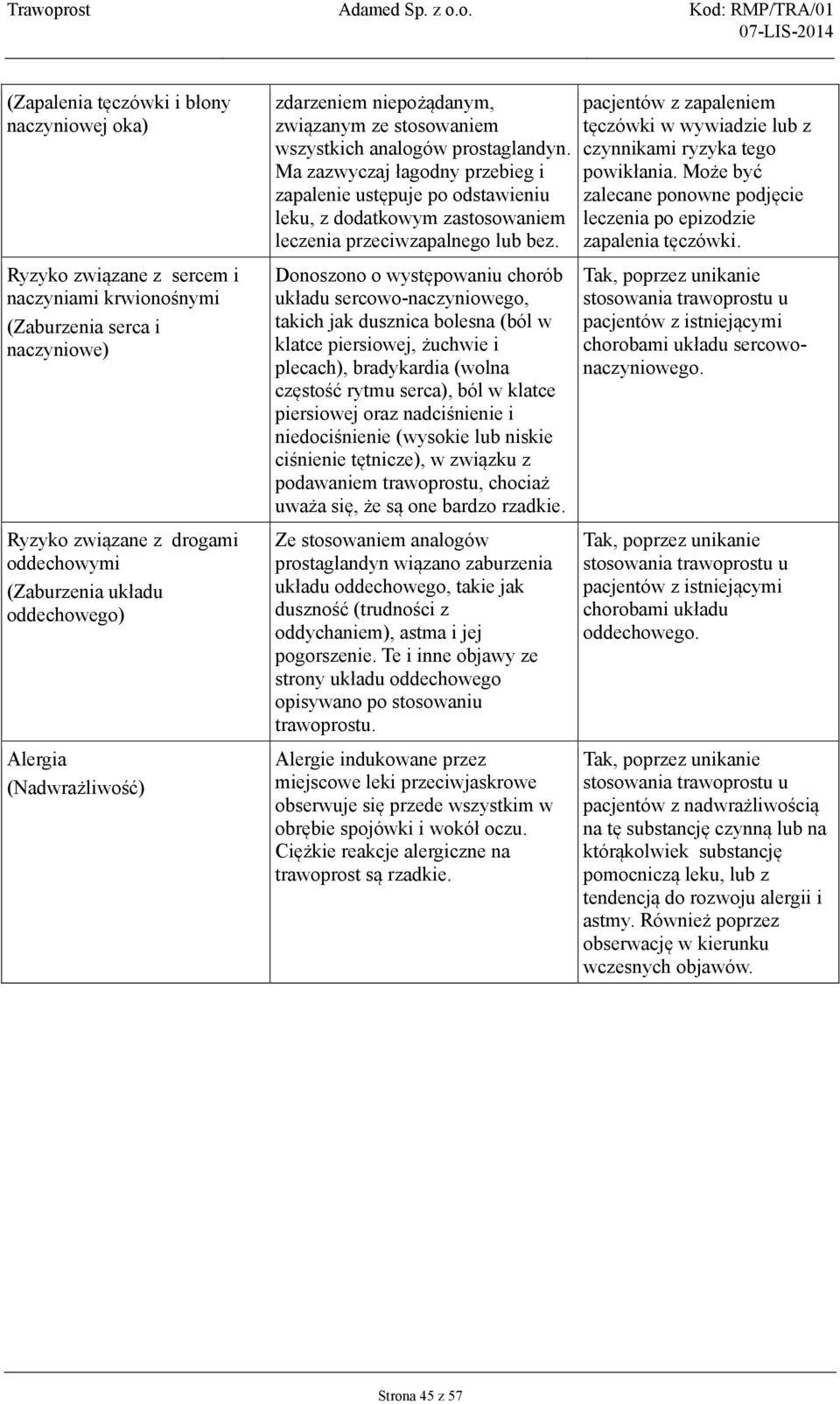 Ma zazwyczaj łagodny przebieg i zapalenie ustępuje po odstawieniu leku, z dodatkowym zastosowaniem leczenia przeciwzapalnego lub bez.