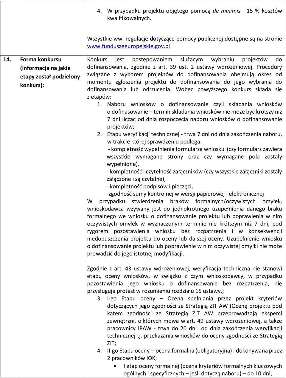 Procedury związane z wyborem projektów do dofinansowania obejmują okres od momentu zgłoszenia projektu do dofinansowania do jego wybrania do dofinansowania lub odrzucenia.