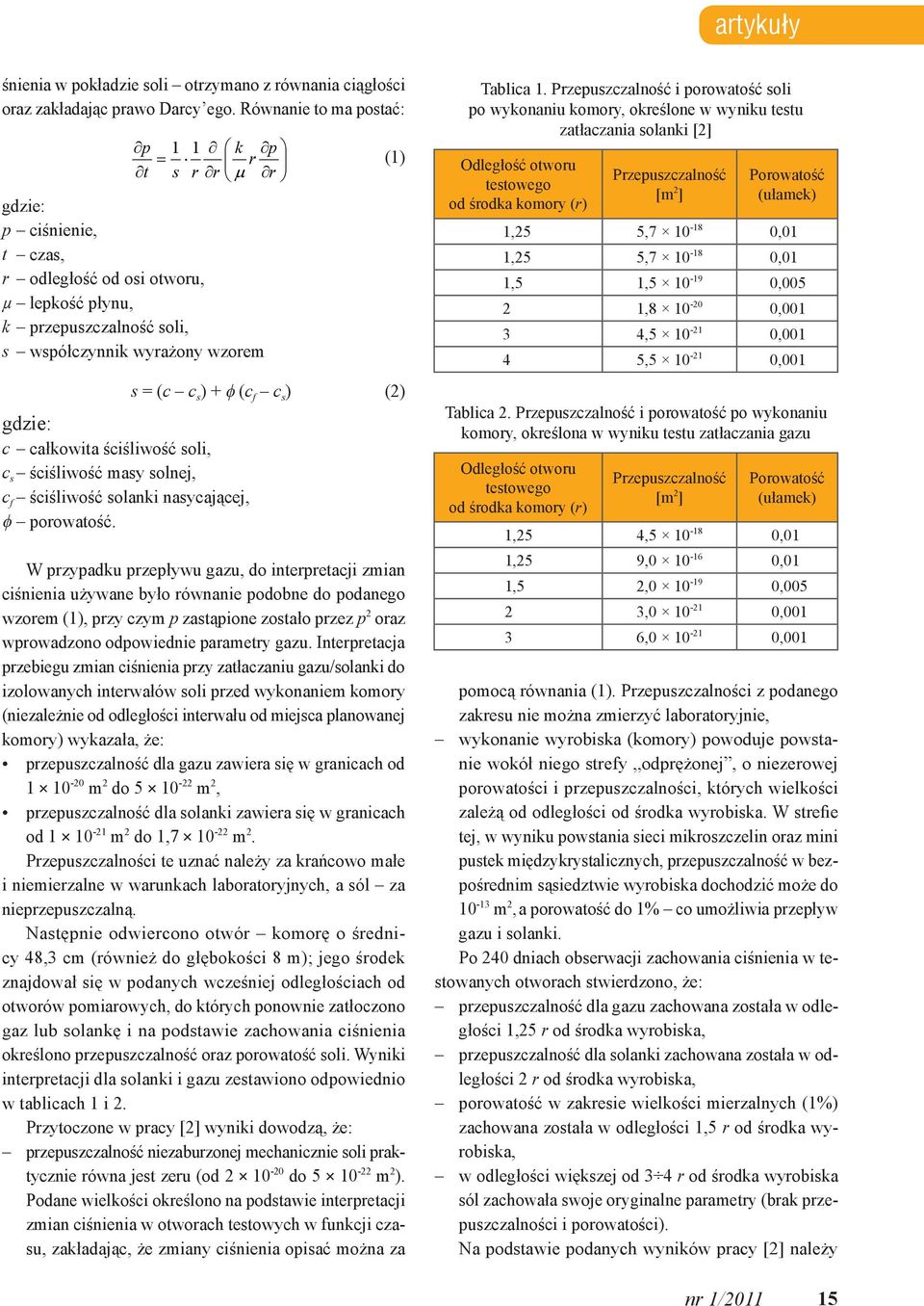 sli, c s ściśliwść masy slnej, c f ściśliwść slanki nasycającej, φ rwatść.