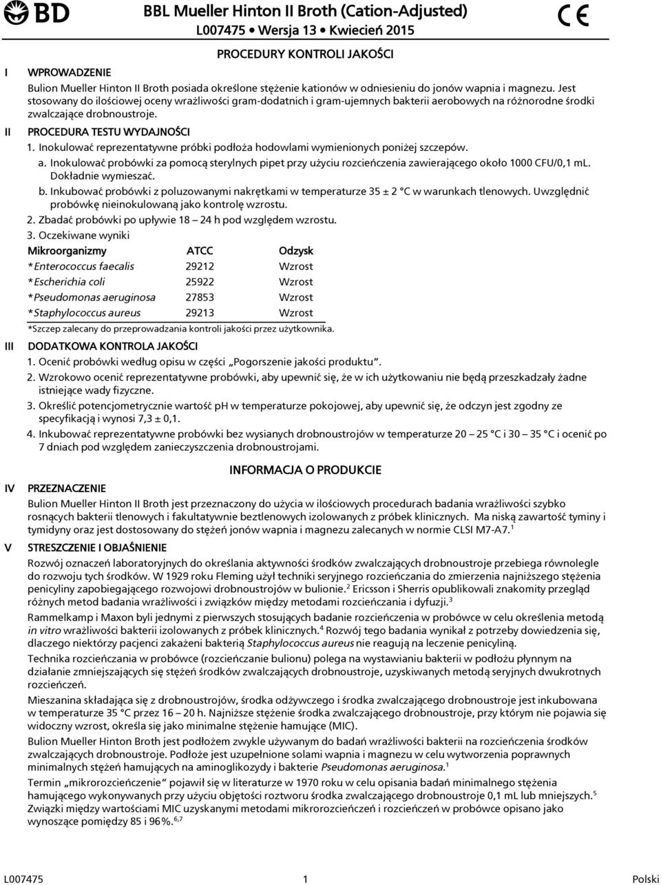 PROCEDURA TESTU WYDAJNOŚCI 1. Inokulować reprezentatywne próbki podłoża hodowlami wymienionych poniżej szczepów. a.