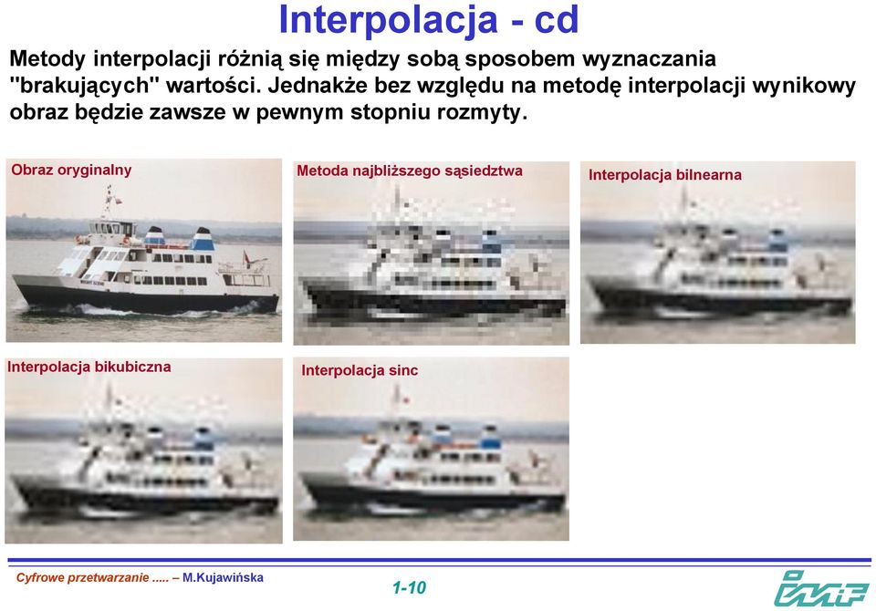 Jednakże bez względu na metodę interpolacji wynikowy obraz będzie zawsze w