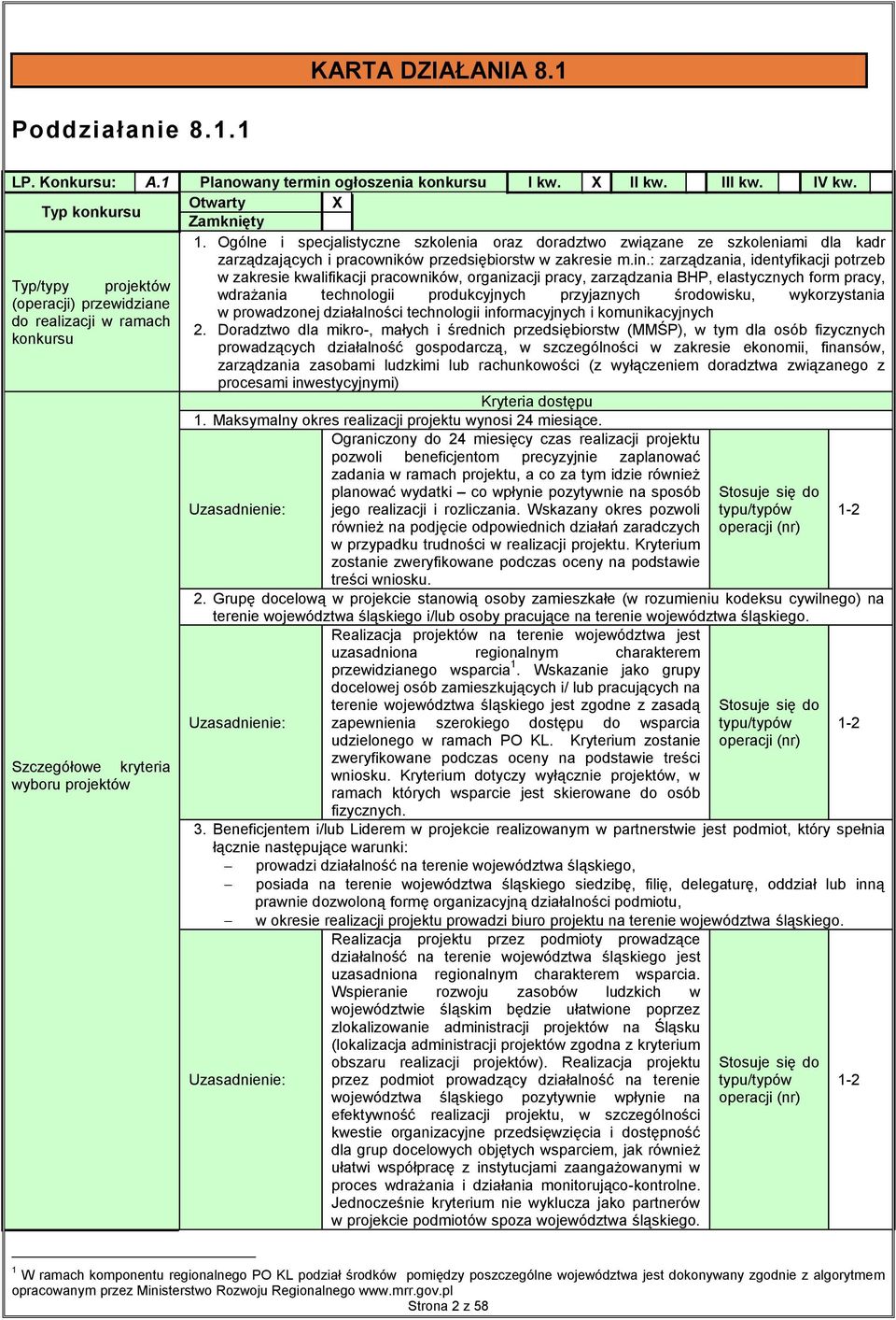: zarządzania, identyfikacji potrzeb w zakresie kwalifikacji pracowników, organizacji pracy, zarządzania BHP, elastycznych form pracy, Typ/typy projektów wdrażania technologii produkcyjnych