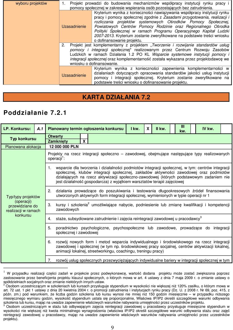 Społecznej, Uzasadnienie Powiatowych Centrów Pomocy Rodzinie oraz Regionalnego Ośrodka Polityki Społecznej w ramach Programu Operacyjnego Kapitał Ludzki 2007-2013.