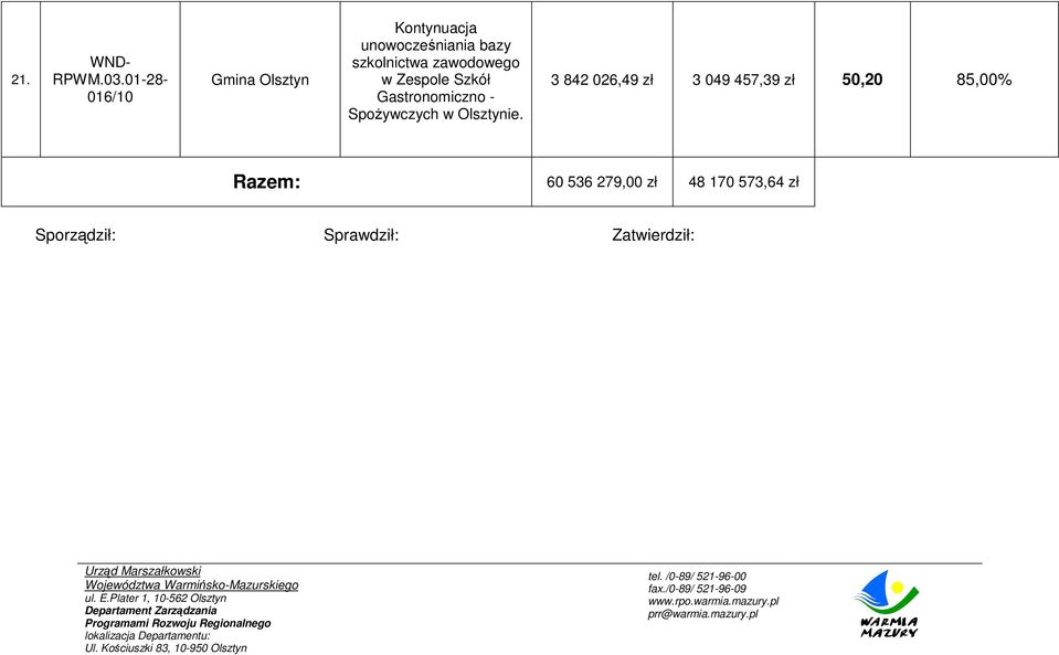 Marszałkowski Województwa Warmińsko-Mazurskiego ul. E.