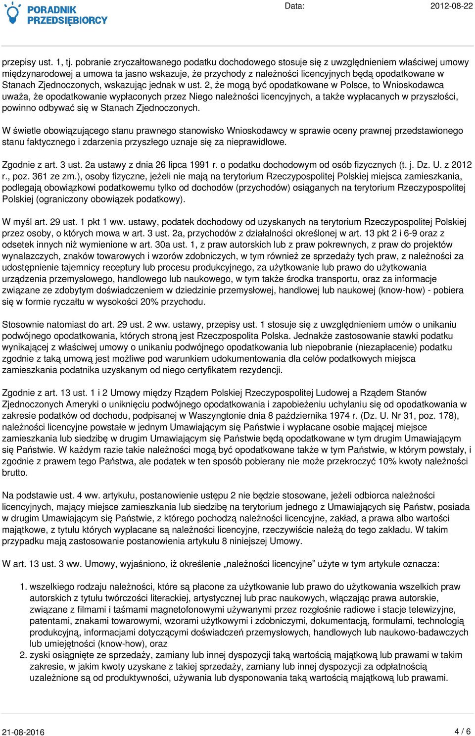 Zjednoczonych, wskazując jednak w ust.