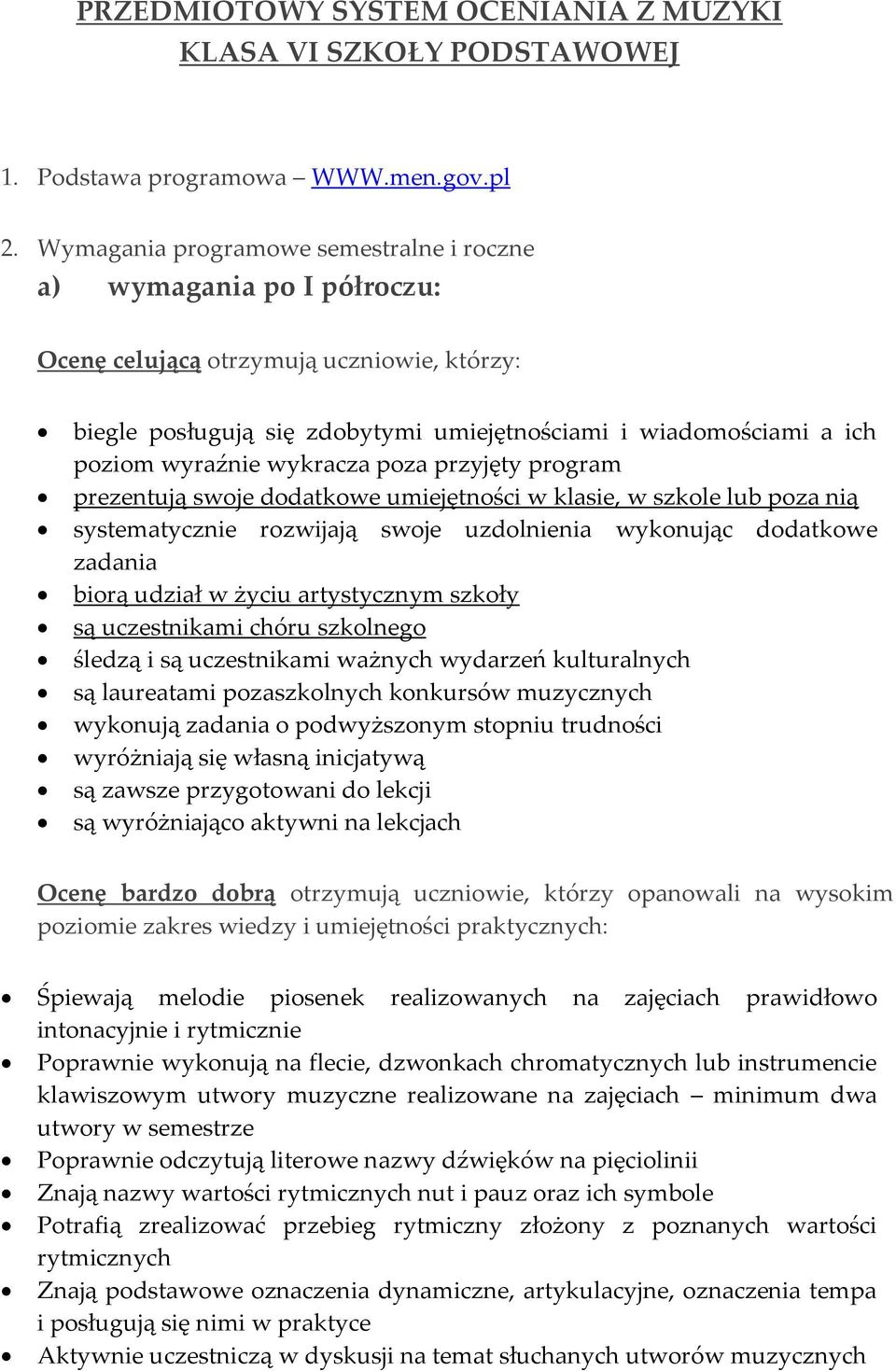 wykracza poza przyjęty program prezentują swoje dodatkowe umiejętności w klasie, w szkole lub poza nią systematycznie rozwijają swoje uzdolnienia wykonując dodatkowe zadania biorą udział w życiu