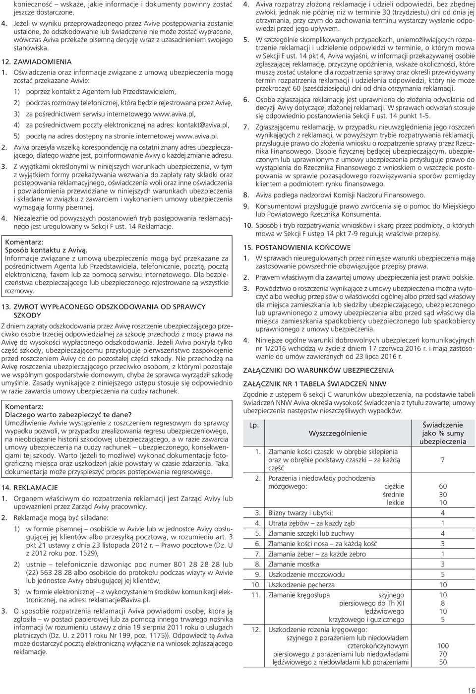 swojego stanowiska. 12. ZAWIADOMIENIA 1.