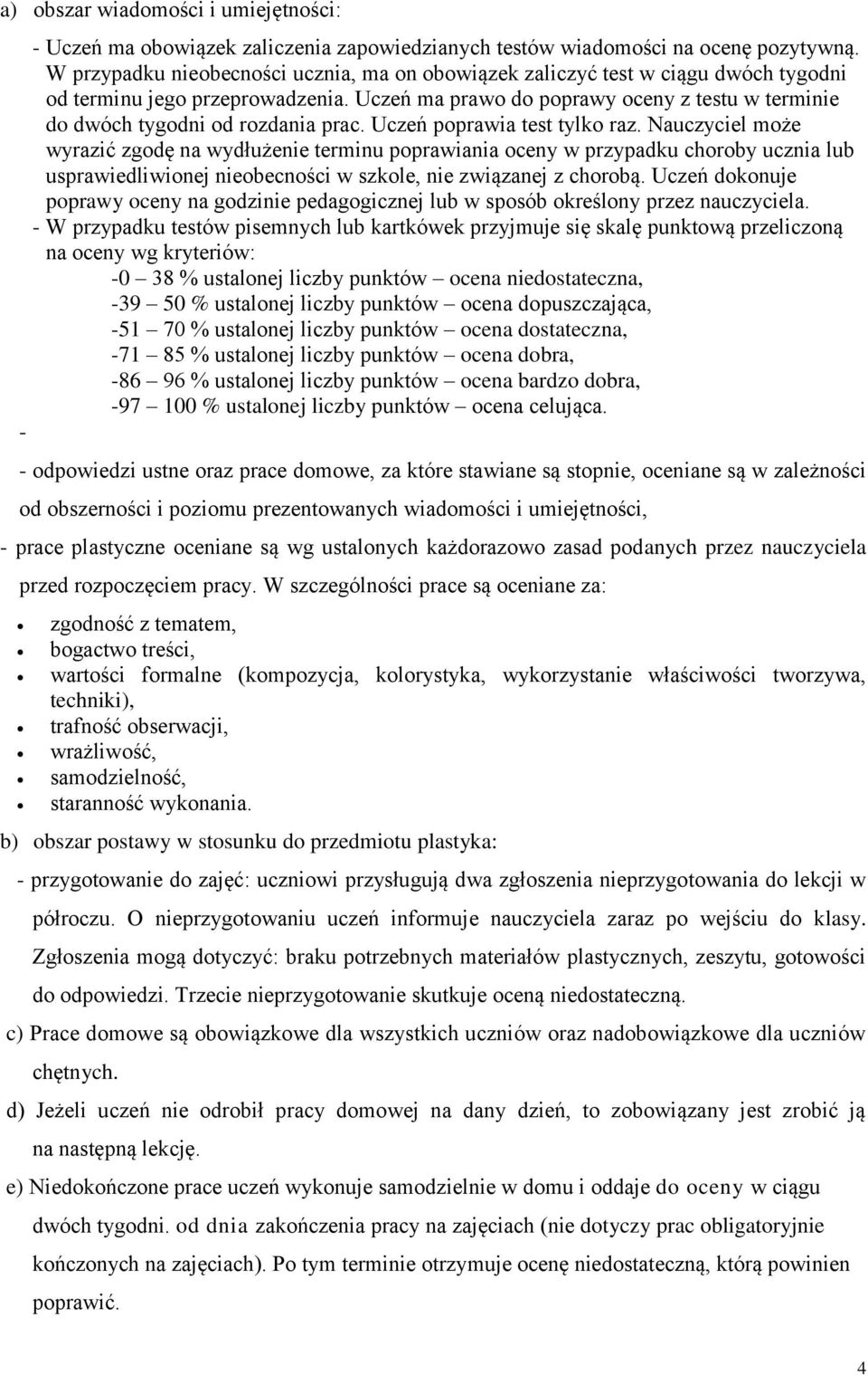 Uczeń ma prawo do poprawy oceny z testu w terminie do dwóch tygodni od rozdania prac. Uczeń poprawia test tylko raz.