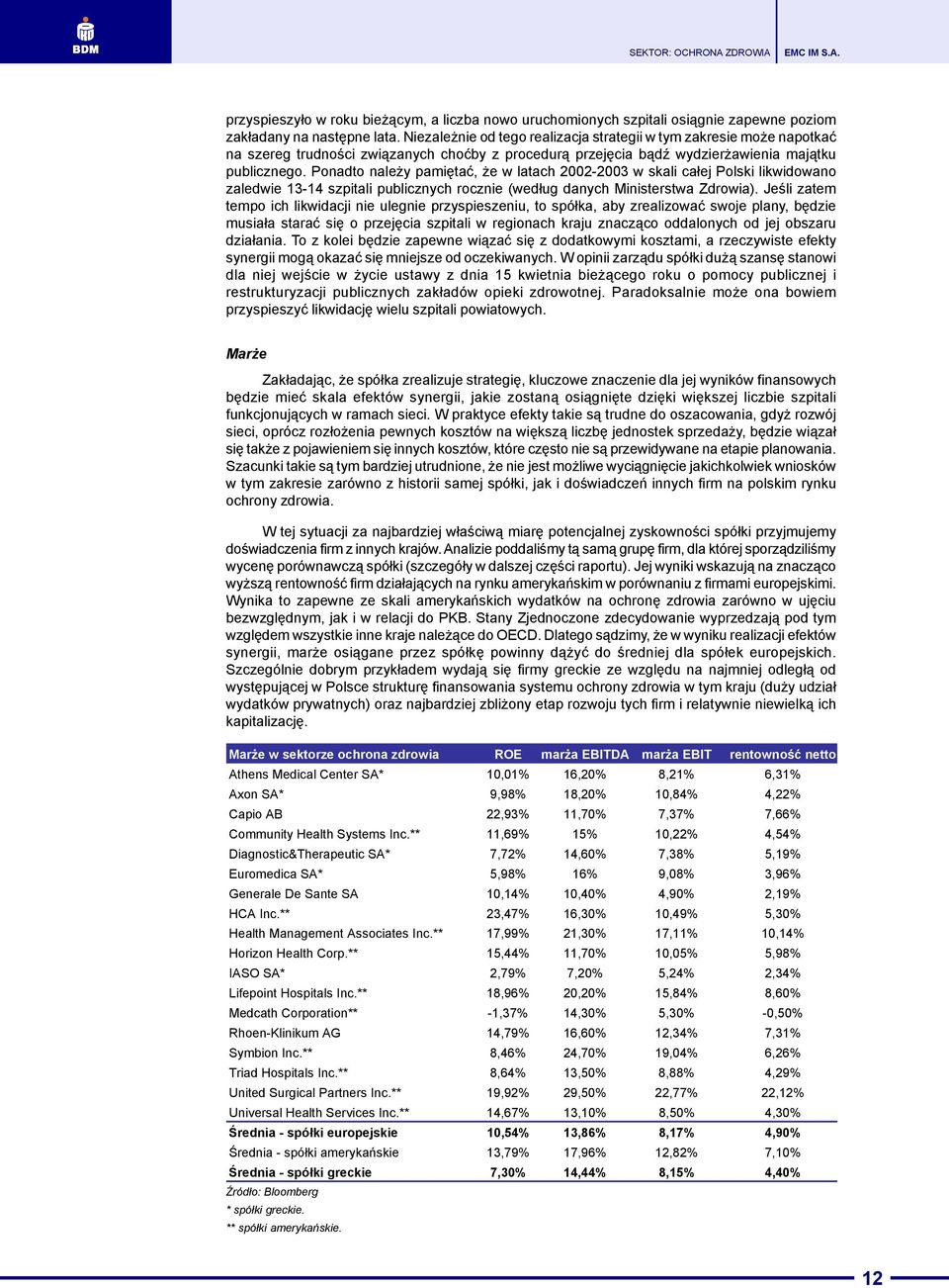 Ponadto nale y pamiêtaæ, e w latach 2002-2003 w skali ca³ej Polski likwidowano zaledwie 13-14 szpitali publicznych rocznie (wed³ug danych Ministerstwa Zdrowia).