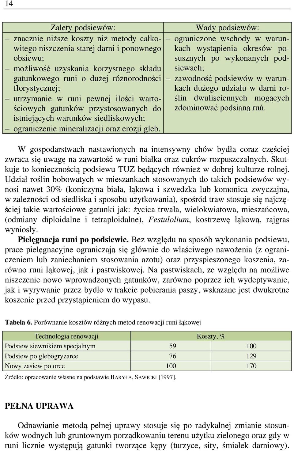 ilości wartościowych gatunków przystosowanych do zdominować podsianą ruń. ślin dwuliściennych mogących istniejących warunków siedliskowych; ograniczenie mineralizacji oraz erozji gleb.