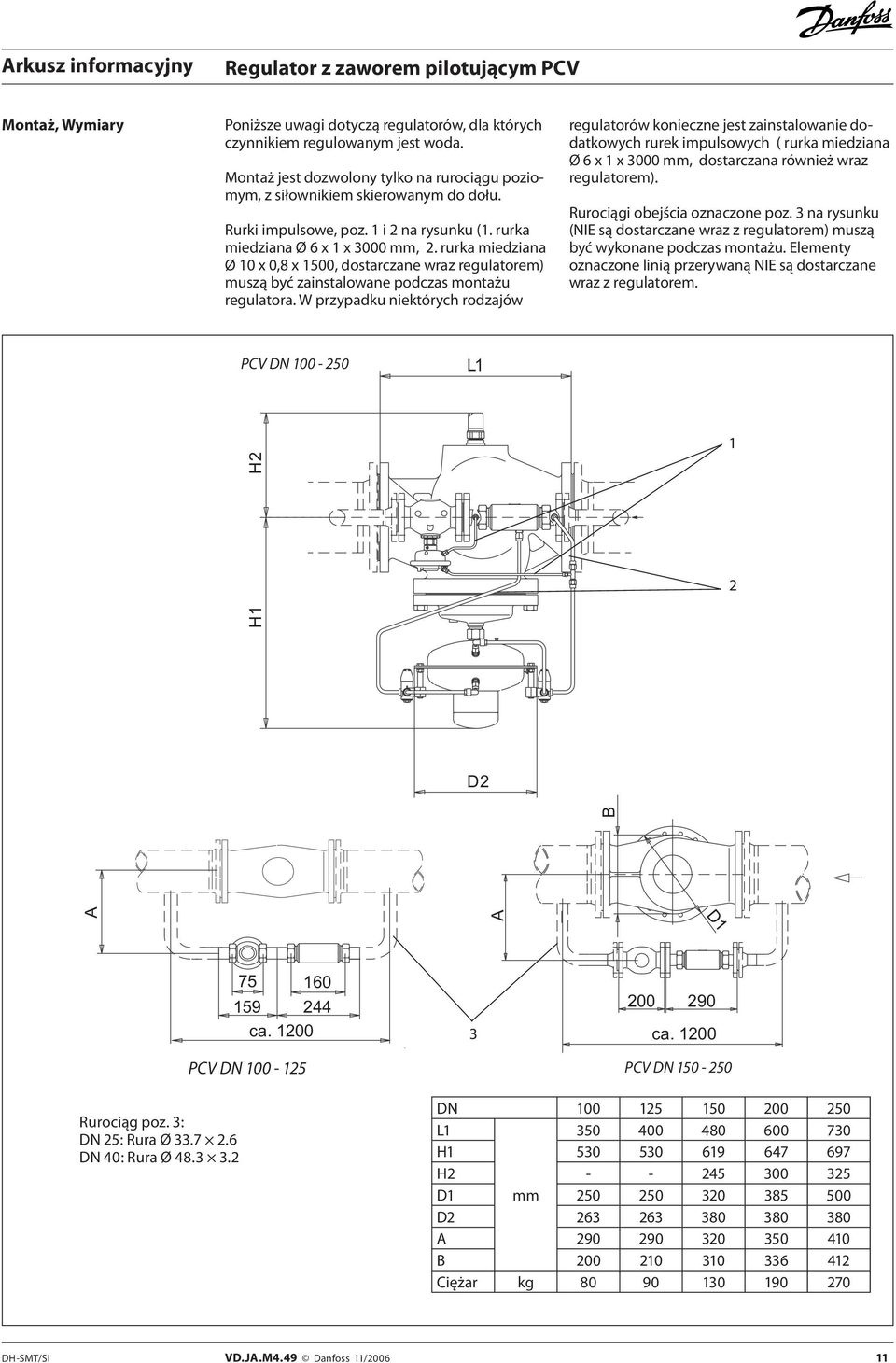 rurka miedziana Ø 10 x 0,8 x 0, dostarczane wraz regulatorem) muszą być zainstalowane podczas montażu regulatora.