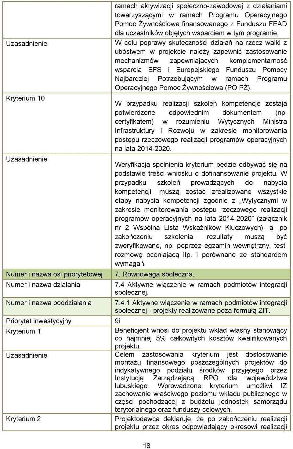 W celu poprawy skuteczności działań na rzecz walki z ubóstwem w projekcie należy zapewnić zastosowanie mechanizmów zapewniających komplementarność wsparcia EFS i Europejskiego Funduszu Pomocy